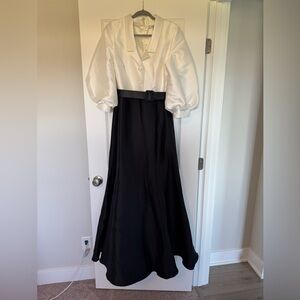 Badgley Mischka Two-Tone Mikado Belted Shirt gown
